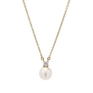 Tiffany & Company Pearl and Diamond Charm Necklace, 18k Yellow Gold